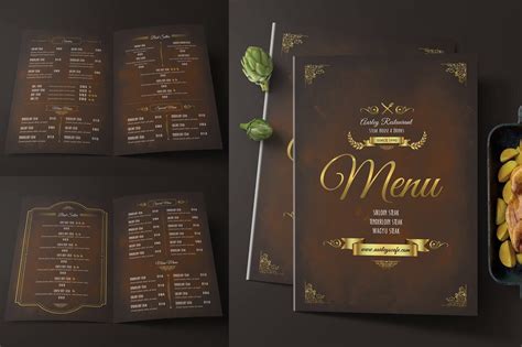 Elegant Restaurant Menu Template Psd A4 Elegant Restaurants Menu