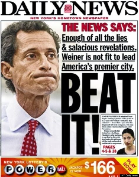 Anthony Weiner Front Pages New York Post Daily News Covers Address
