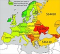 Map of European countries in 2023 by GDP per capita PPP ...