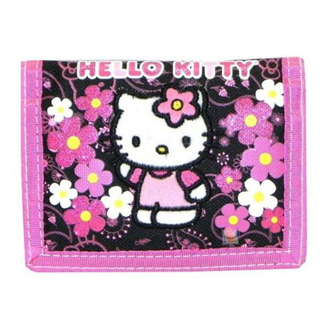 Hello Kitty Trifold Wallet Hello Kitty Flowers Black New T
