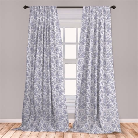 Paisley Curtains 2 Panels Set Abstract Backgrounded Hand Drawn Style