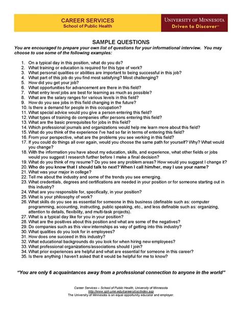 Informational Interview Questions Examples Unique Interview Questions
