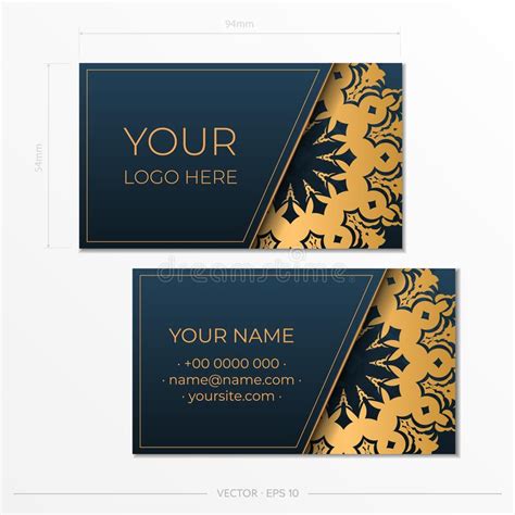 Blue Business Cards Template With Decorative Ornaments Business Cards