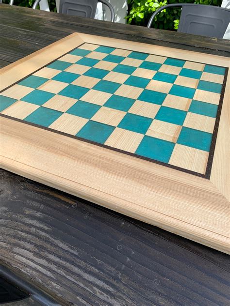 Custom Wood Epoxy Resin Chess Board Handmade Tournament Size 2 Etsy