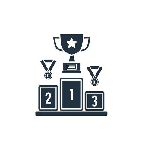 Winner Podium Icon Vector With Trophy In Trendy Flat Style Isolated On