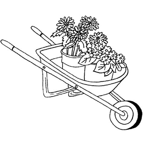 Download 75 Wheelbarrow With Flowers Coloring Pages Png Pdf File