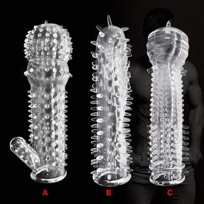 Pcs Reusable Condom Ejaculation Delay Penis Sleeve For Male Ribbed