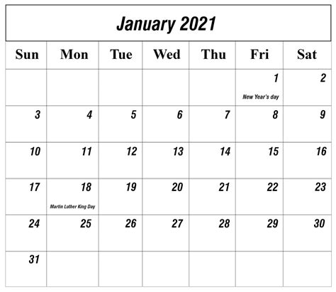 Which one are you going to use? Free January 2021 Printable Calendar Template in PDF ...