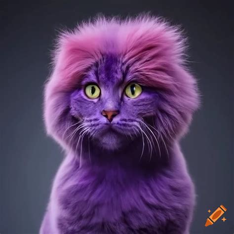 Purple Cat With Lions Mane And Pink Wool On Craiyon