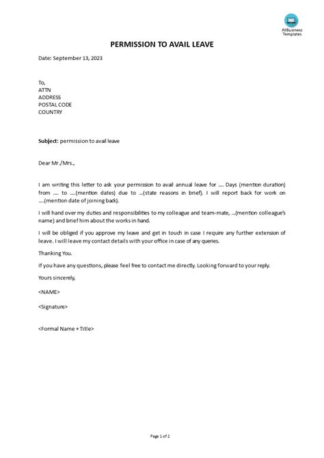 Sample Unpaid Leave Letter To Employee Sample