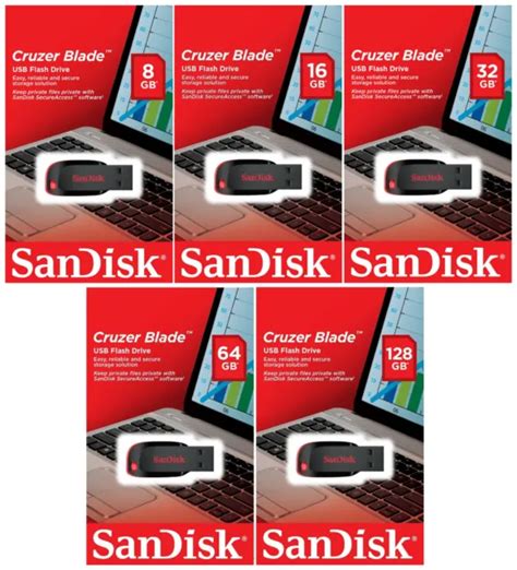 Sandisk Cruzer Blade 8gb 16gb 32gb 64gb 128gb Sdcz50 Usb 20 Flash Pen