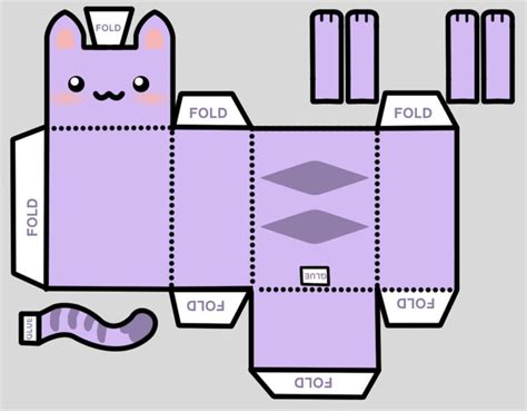 Free Printable Box Kitty Paper Toys Template Origami Paper Art