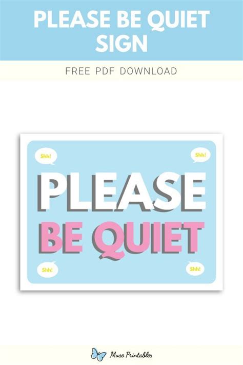 Printable Please Be Quiet Sign Template Sign Templates Download Sign