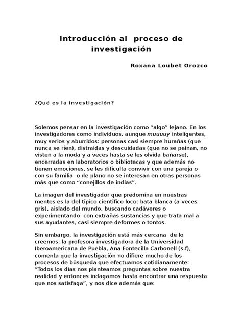 Introduccion De Una Investigacion