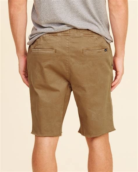 Lyst Hollister Twill Cutoff Jogger Shorts In Natural For Men