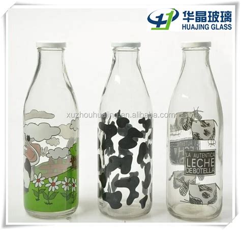 Hot Sale 1 Liter Glass Milk Bottle With Vaccum Metal Twist Off Lid And
