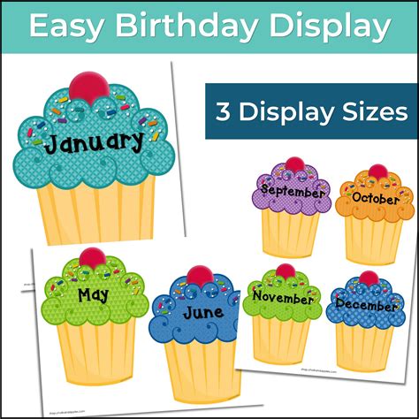 Birthday Display Happy Birthday Bulletin Board Or Birthday Chart With