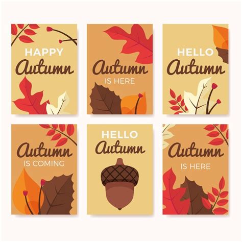 Free Vector Flat Autumn Cards Collection