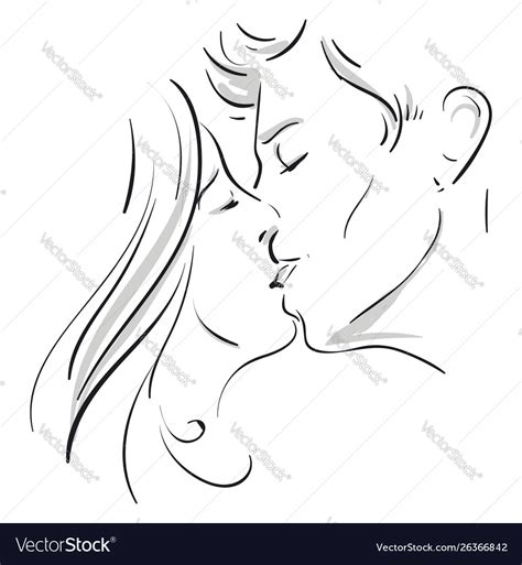 Sketch A Kissing Couple Or Color Royalty Free Vector Image