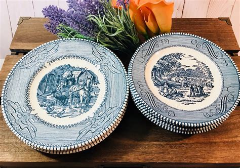 Set Of 5 Vintage Royal Currier And Ives Breadbutter Plates Etsy