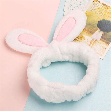 Rabbit Bunny Ear Makeup Headband Soft Hair Band Coral Fleece Elastic