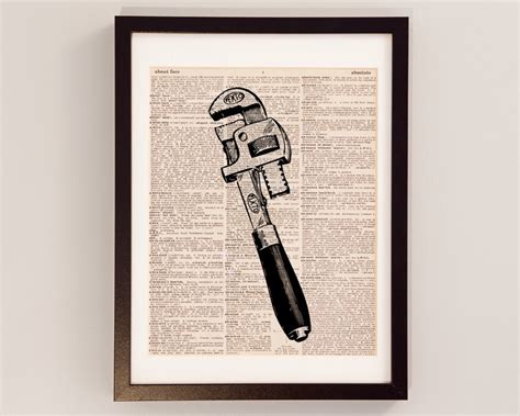 Vintage Pipe Wrench Dictionary Art Print Plumbing Art T Etsy