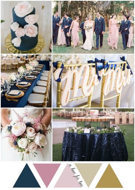 Navy Blush And Gold Garden Inspired Wedding Color Scheme Wedding