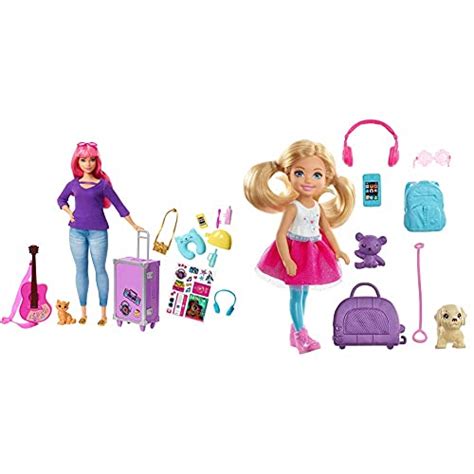 Barbie Fwv Daisy Doll And Travel Set With Kitten Luggage Guitar And