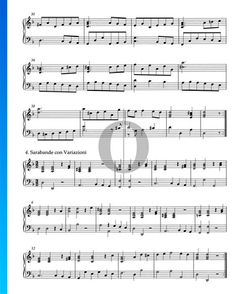Suite D Minor Hwv Sarabande Con Variazioni Sheet Music Piano Solo Oktav