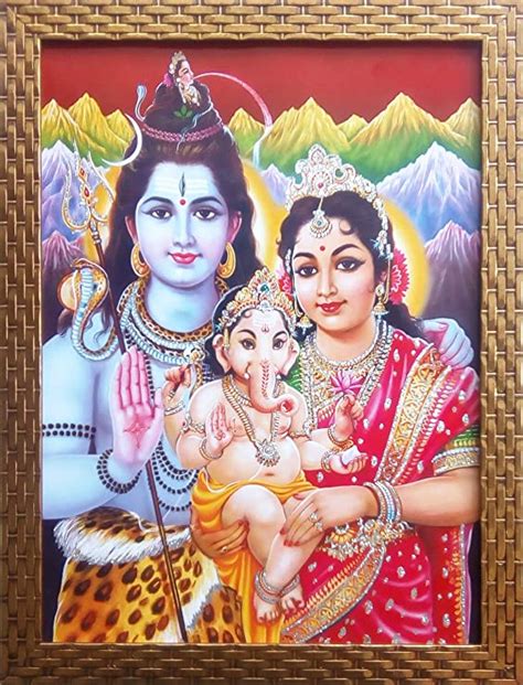 Buy Shree Handicraft Lord Shiv Parvati Ganesh Photo Frame 34 Cm X 44