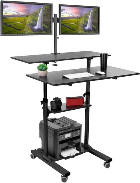 Mount It Mobile Standing Desk With Dual Monitor Mount 40 Inch Wide