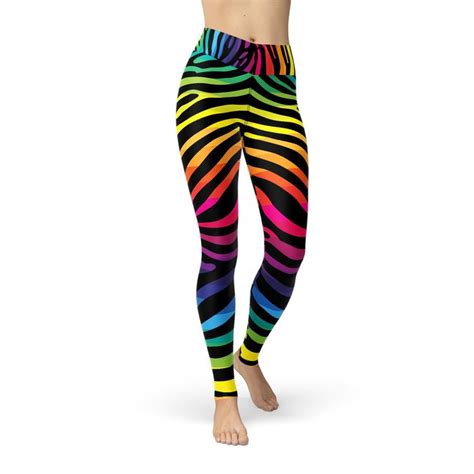 Rainbow Zebra High Waist Yoga Leggings For Women Printed Etsy High