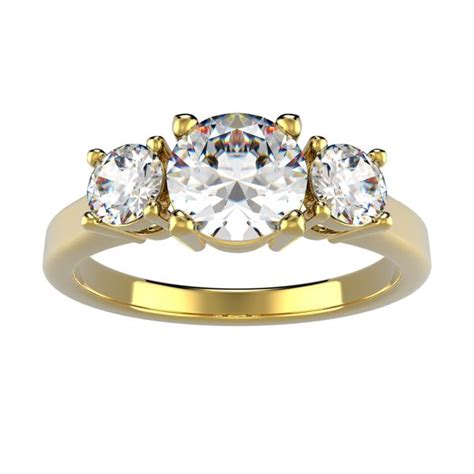 4 Prongs Three Stones Ring In 18k Yellow Gold 8590