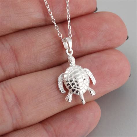 Sea Turtle Necklace Sterling Silver 3d Movable Sea Turtle Necklace Silver Necklace