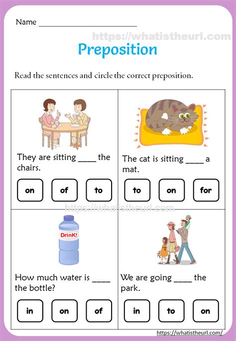 Free Printable Preposition Worksheets For Kids