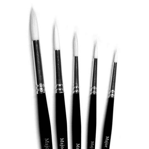 White Round Synthetic Sable Brushes Set Of 5 Mb534 5 Primary Ict