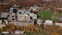 United States Military Academy in Autumn, West Point, New York Aerial ...