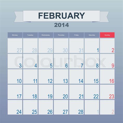 Kalender Zu Planen Monatlich Stock Vektor Colourbox