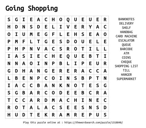 Download Word Search On Going Shopping