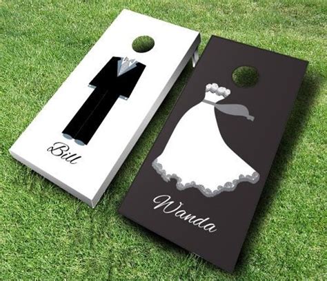 Bride And Groom Wedding Set Cornhole Boards With Custom Text Etsy