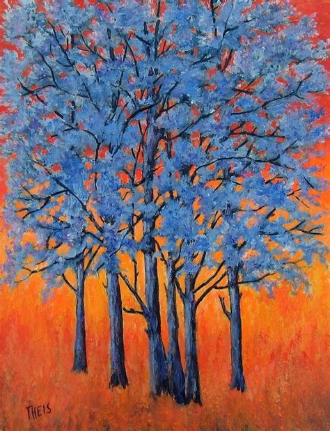 Blue Trees On A Hot Day Painting Blue Trees On A Hot Day Fine Art