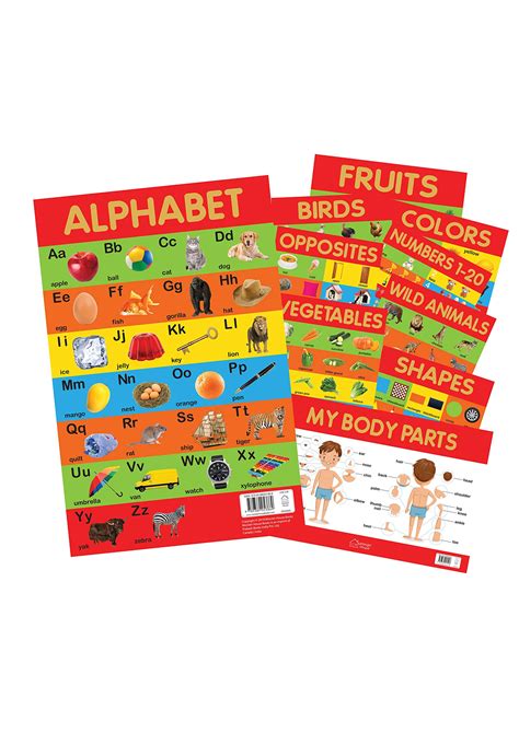 Early Learning Educational 10 Charts Boxset For Kids Perfect For