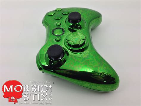Morbidstix Custom Xbox 360 Controller Green Chrome 6 Morbidstix