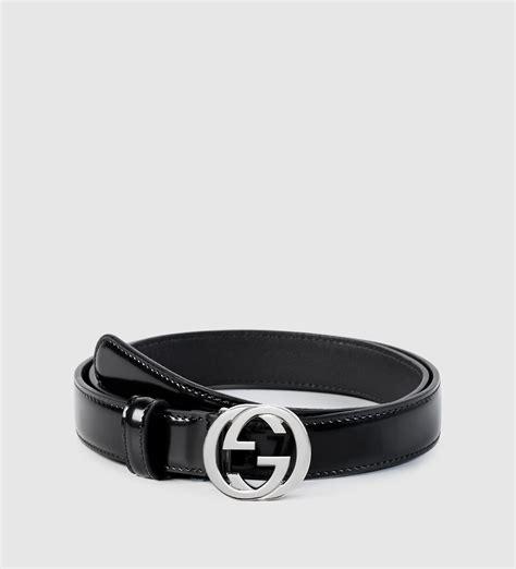 Gucci Polished Leather Belt With Interlocking G Buckle In Black Lyst