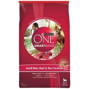 Purina one smartblend healthy puppy formula dry puppy food is made with real chicken and is formulated with dha for vision and brain development. Purina One SmartBlend Dog Food Small Bites Beef & Rice, 31 ...