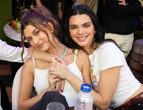 kendall jenner and hailey bieber just twinned in matching sheer lace lingerie