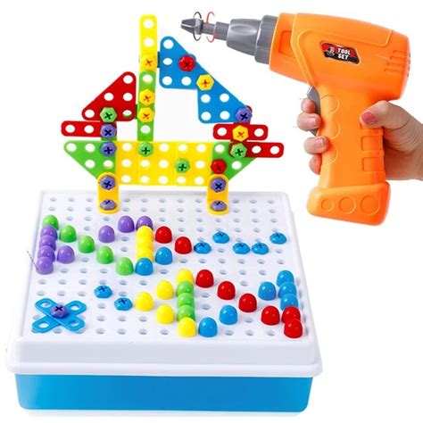 193pcs Children Electric Drill 3d Puzzle Toys Kids Creative Puzzle