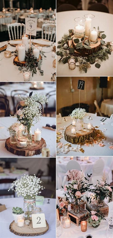 15 Budget Friendly Rustic Wedding Centerpieces with Tree Stumps