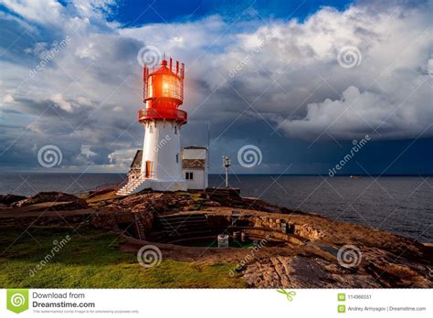 Lindesnes Fyr Lighthouse Norway Stock Image Image Of Coast Harbor