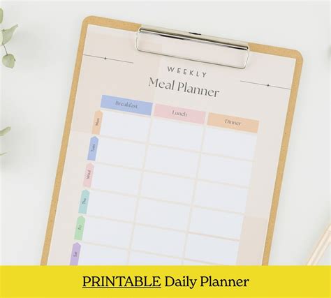 Editable Meal Planner Planner Printable Daily Meal List Etsy